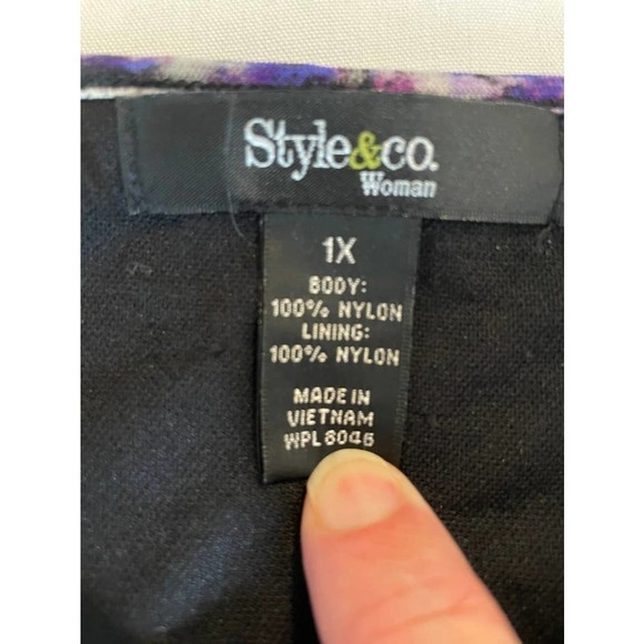 Style & Co. Woman Top Size 1x Purple Silver Gray 3/4 Sleeve Lined Worn Once - Picture 9 of 12